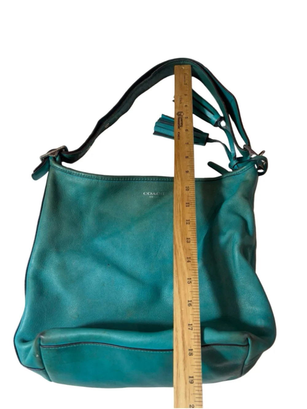 Coach Legacy Duffle Teal Leather Tassel Hobo Crossbody Bag 19889